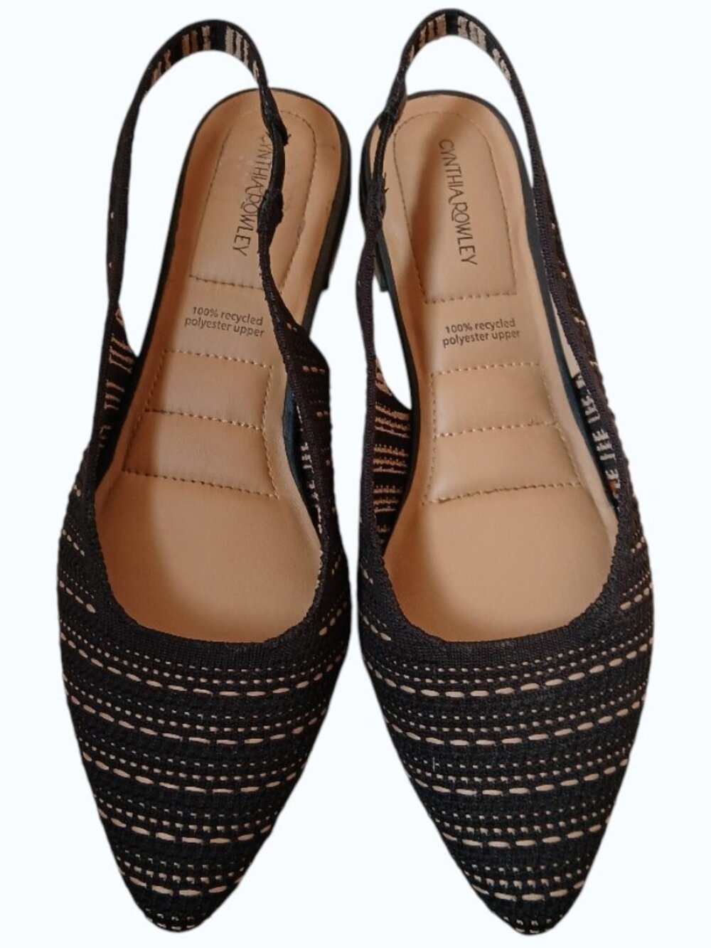 CYNTHIA ROWLEY Amelia Black & Tan Tweed Flat Slingbacks -Like New - Picture 5 of 12